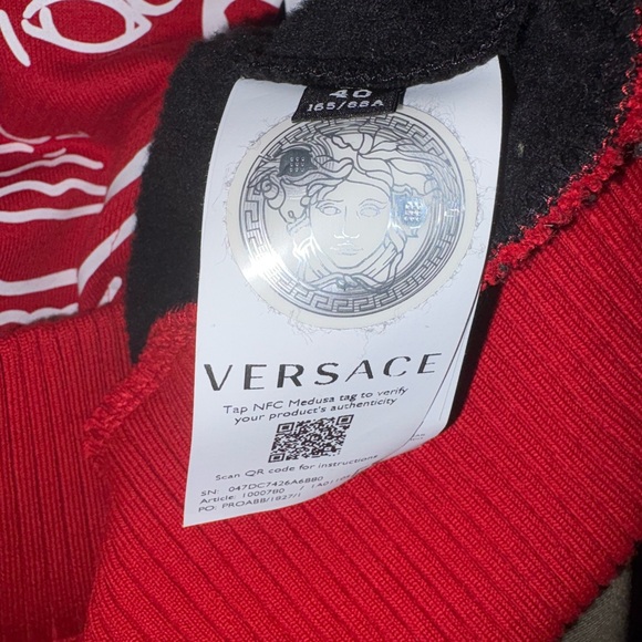Versace Black, Red, and White Cropped Hoodie - Picture 12 of 13